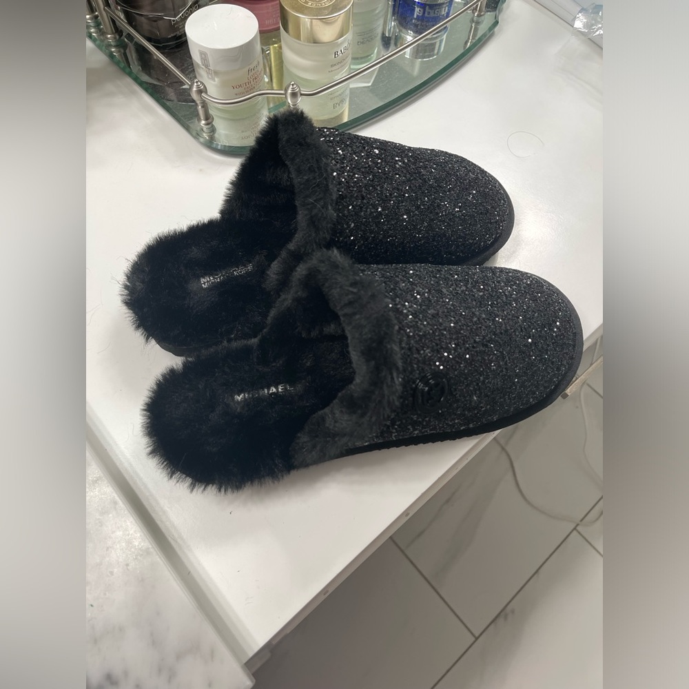 NEW Michael Khors Janis Chunky Glitter Slippers